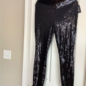 INC International Concepts Black Sequin Skinny Pants Size M